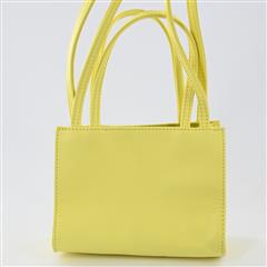 TELFAR Small Yellow Shopping Bag Double Strap Embossed Logo Bag